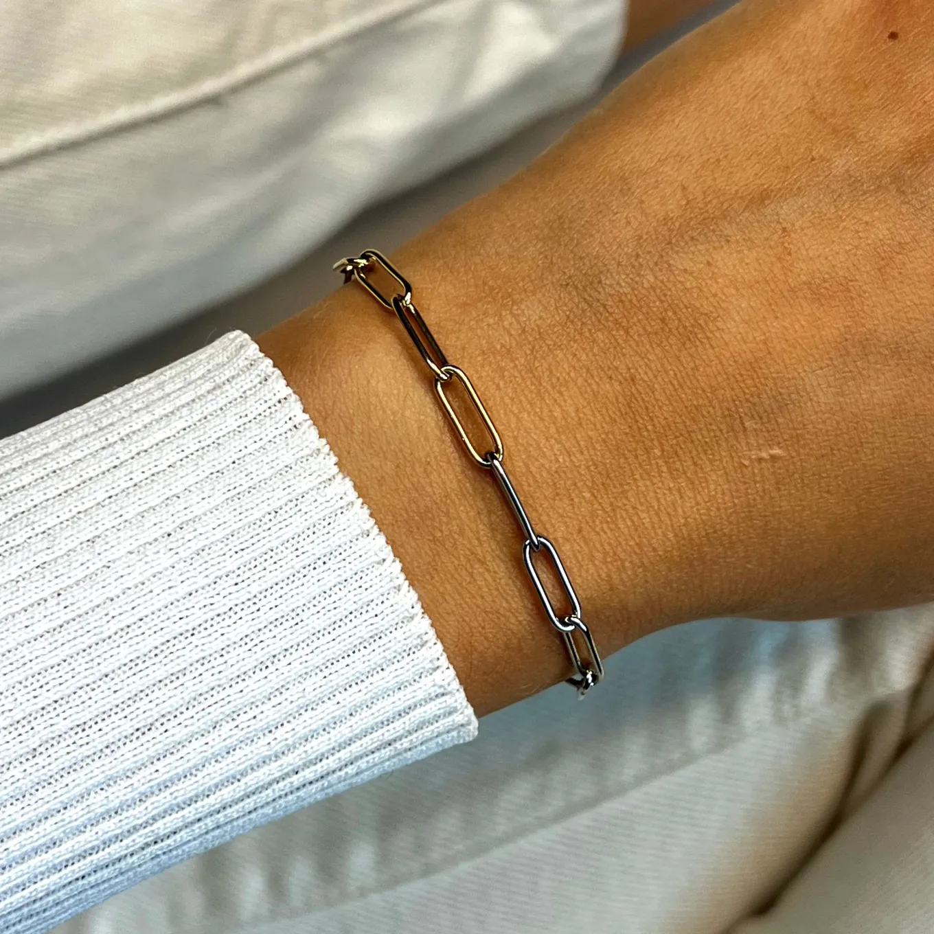 Outlet Élevé Paper Clip Bracelet, Bicolour Armbänder