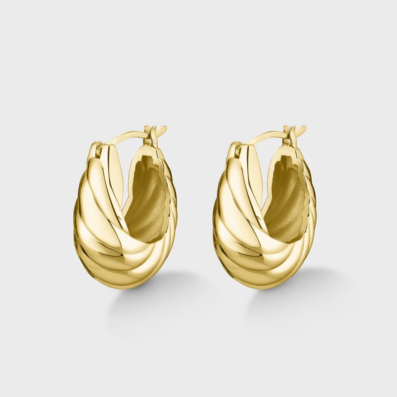 Hot Élevé Waved Hoop Earrings, Gold Colour Ohrringe