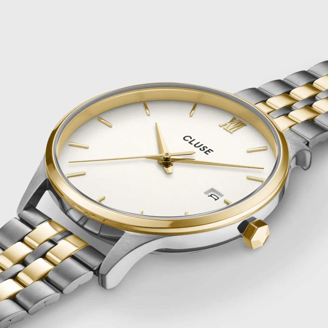 Fashion Minuit Date Watch Steel, Coconut Milk, Bicolor Damen Minuit