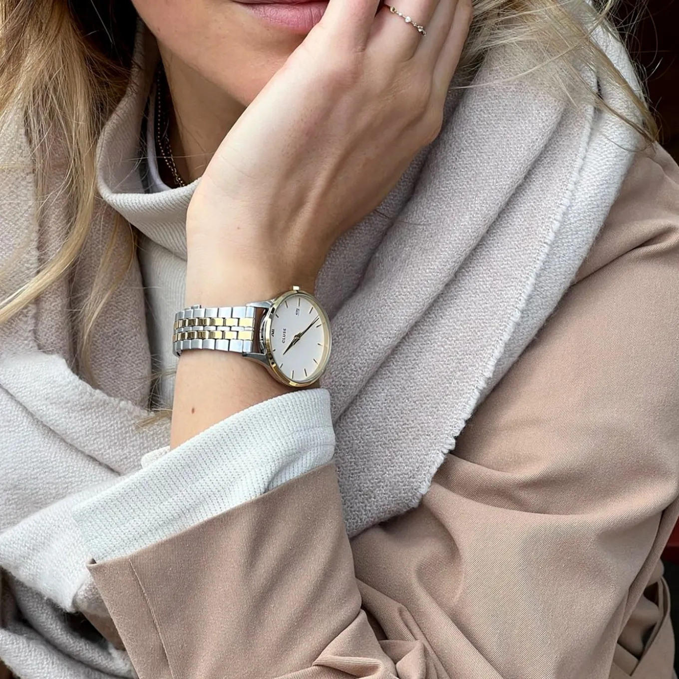 Fashion Minuit Date Watch Steel, Coconut Milk, Bicolor Damen Minuit