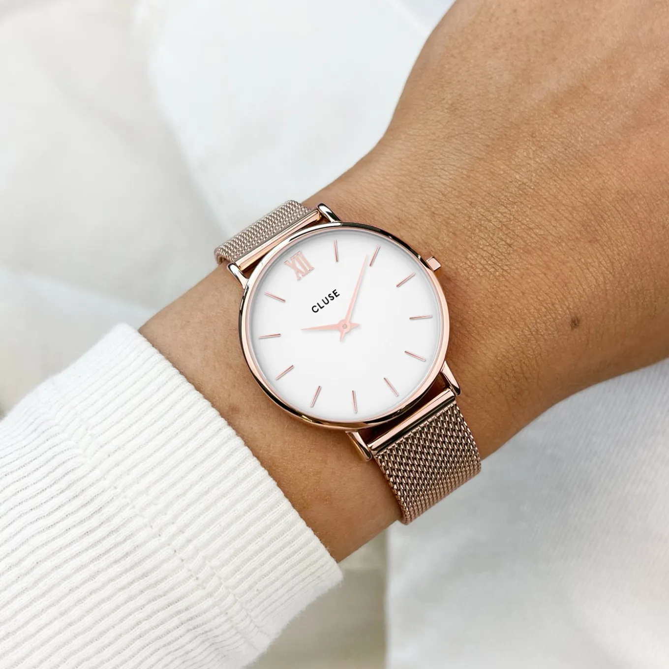 Best Minuit Mesh Rose Gold/White Damen Uhren Roségold | Minuit