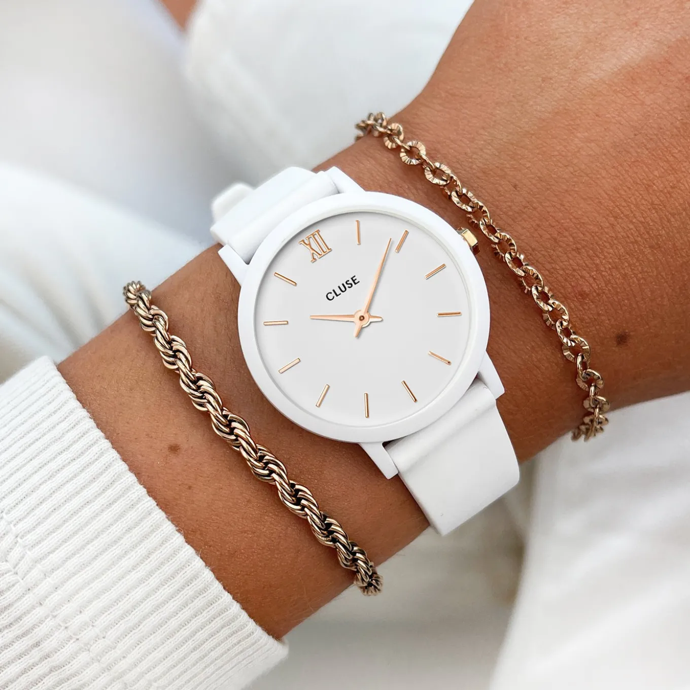 Sale Minuit Nylon White, Rose Gold Colour Damen Minuit