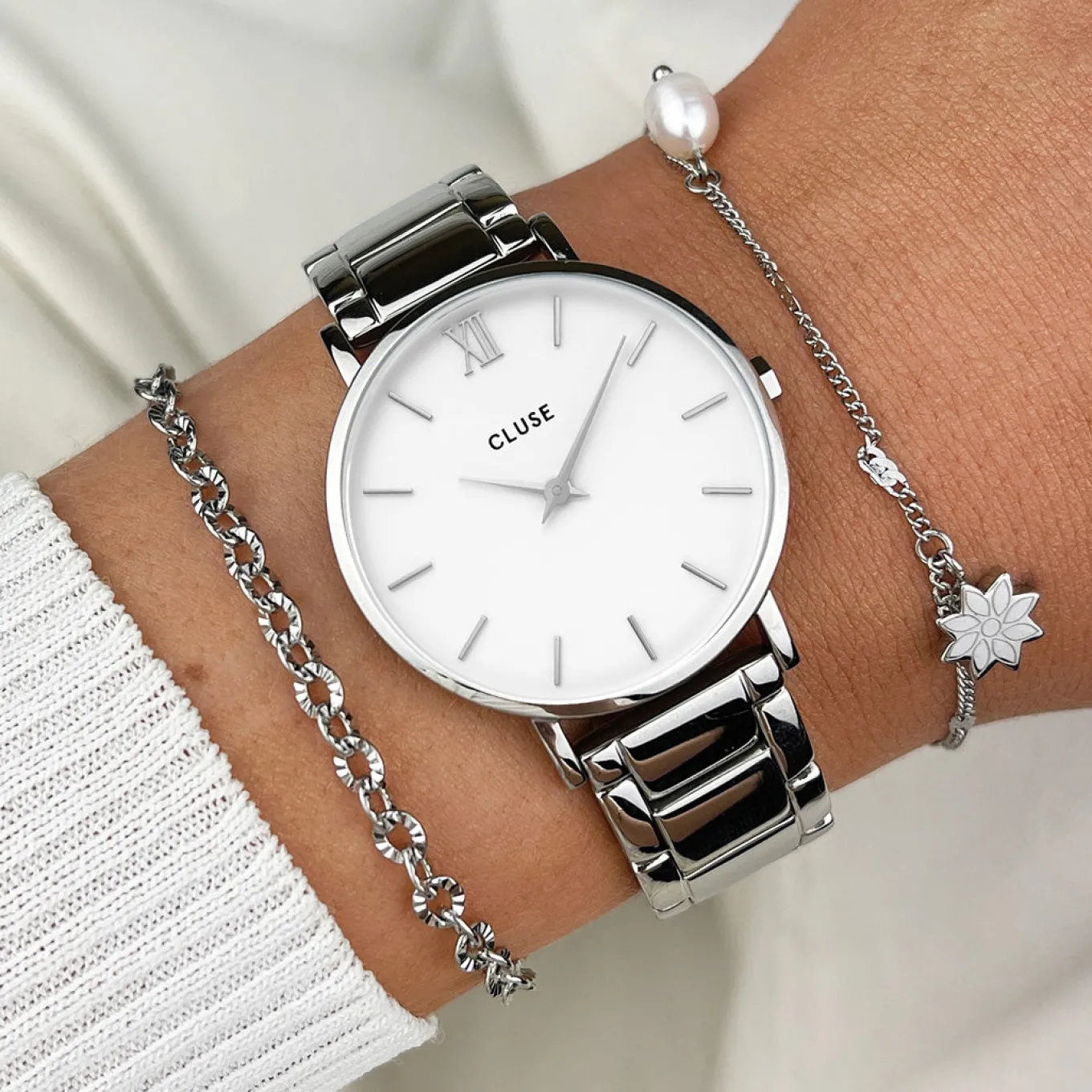 Discount Minuit Steel White, Silver Colour Damen Uhren Silber | Minuit