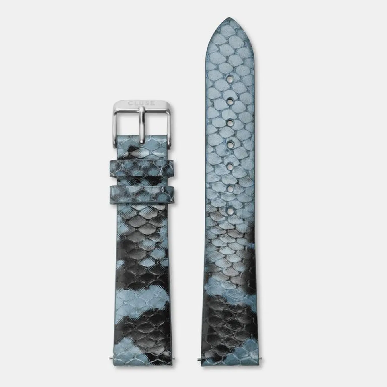 Outlet Strap 18 mm Leather Blue Python, Silver Colour Damen Boho Chic Armbänder Shoppen | Féroce Armbänder Shoppen