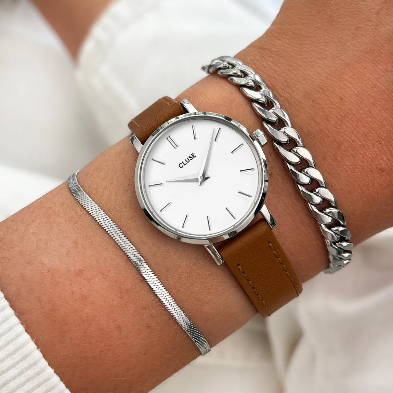 Best Strap 12 mm Leather Caramel, Silver Colour Damen Boho Chic Petite Armbänder Shoppen | Féroce Mini Armbänder Shoppen