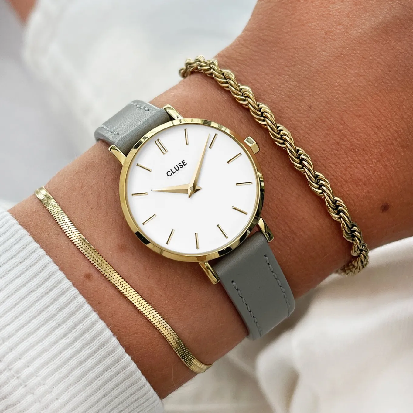 Hot Strap 12 mm Leather Grey, Gold Colour Damen Boho Chic Petite Armbänder Shoppen | Féroce Mini Armbänder Shoppen