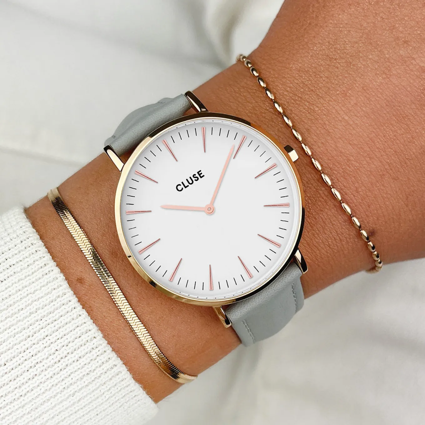 Shop Strap 18 mm Leather Grey, Rose Gold Colour Damen Boho Chic Armbänder Shoppen | Féroce Armbänder Shoppen