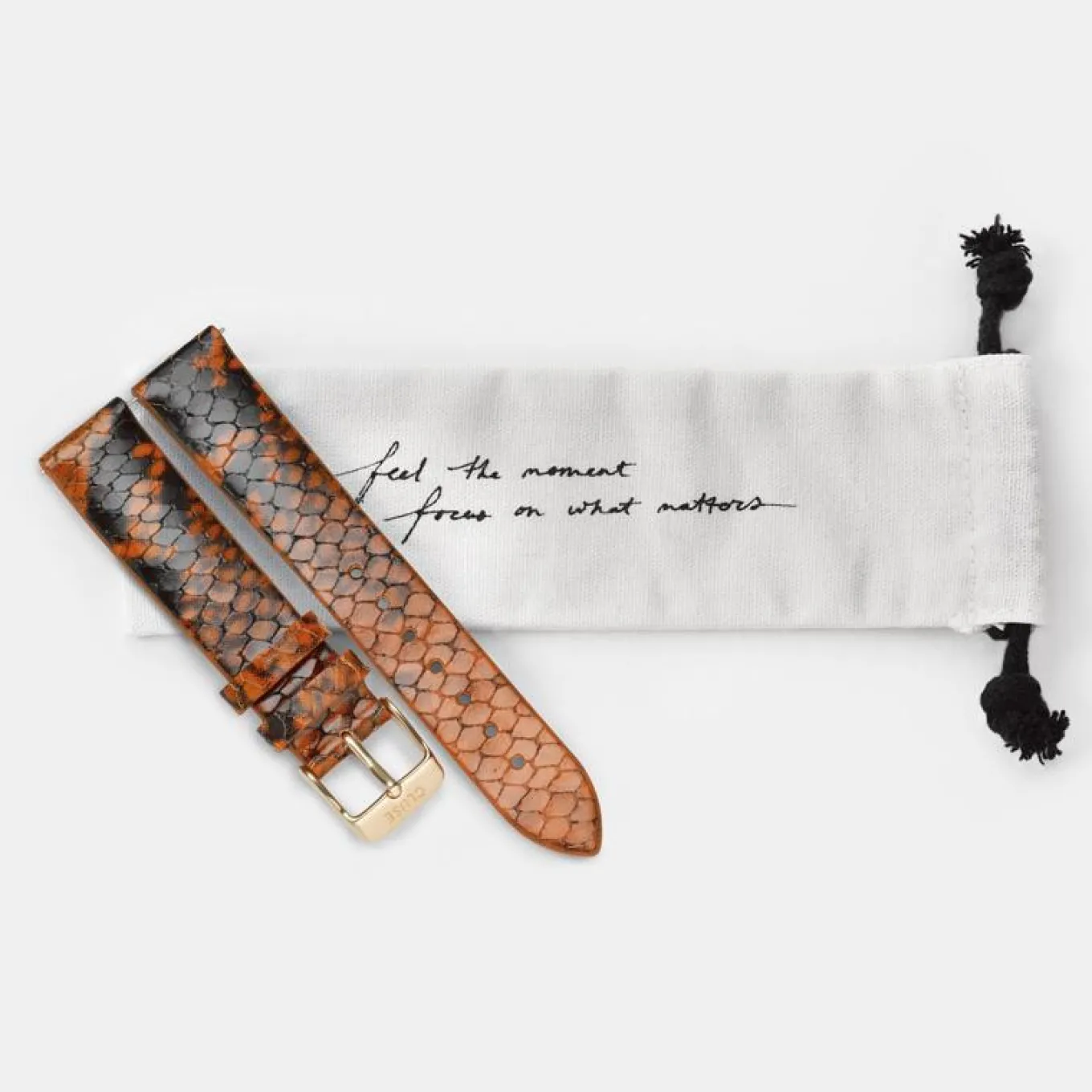 Store Strap 18 mm Leather Orange Python, Rose Gold Colour Damen Boho Chic Armbänder Shoppen | Féroce Armbänder Shoppen