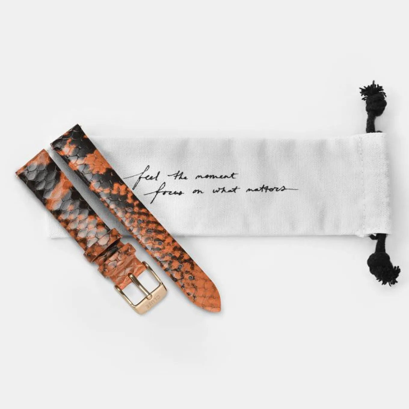 Store Strap 16 mm Leather Orange Python, Rose Gold Colour Damen La Tétragone Armbänder Shoppen | La Tétragone Multifunction Armbänder Shoppen