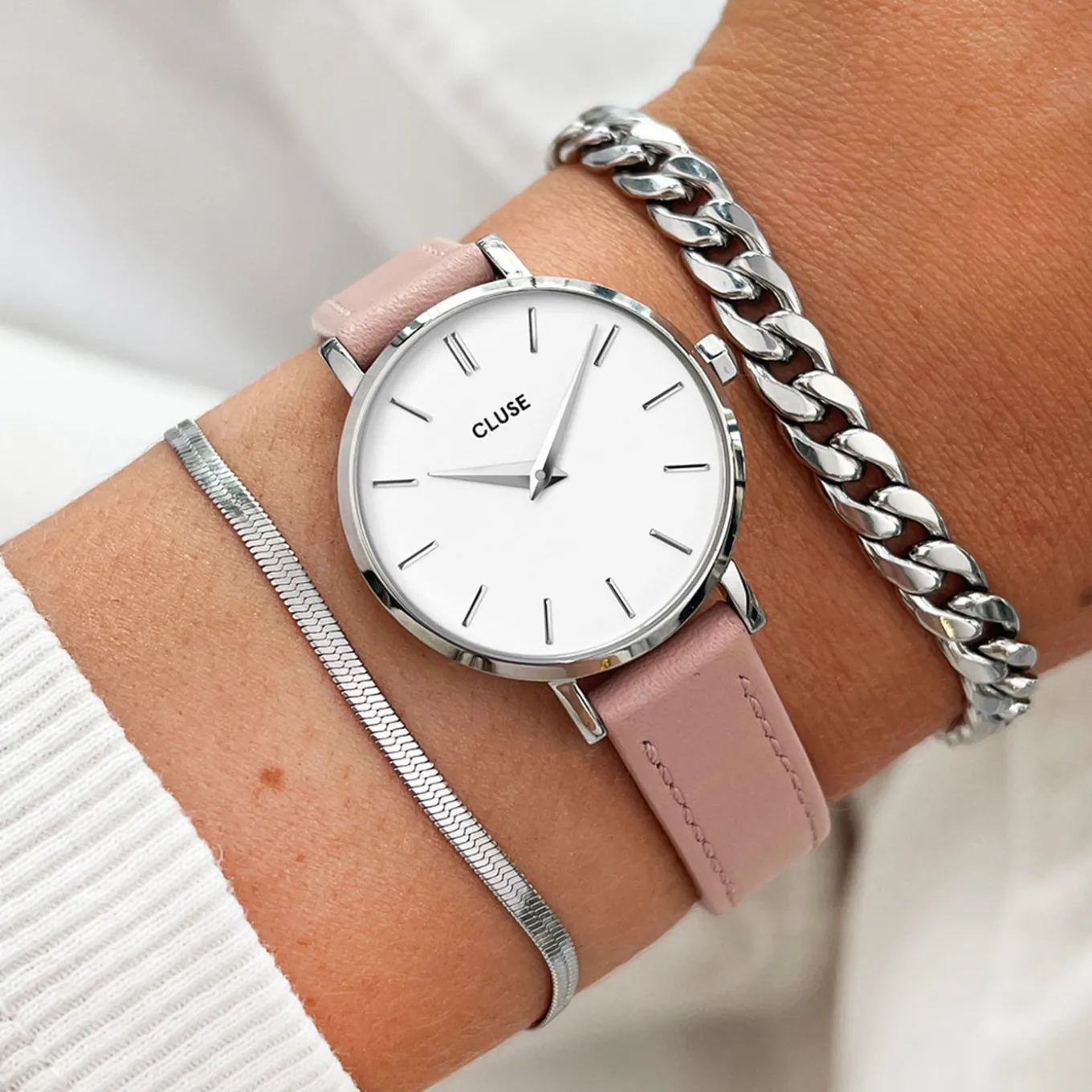 Best Sale Strap 12 mm Leather Pink, Silver Colour Damen Boho Chic Petite Armbänder Shoppen | Féroce Mini Armbänder Shoppen