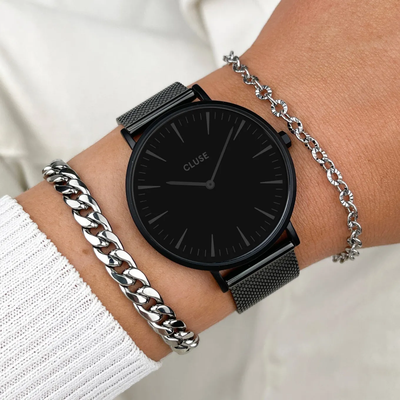 Clearance Strap 18 mm Mesh Black Damen Boho Chic Armbänder Shoppen | Féroce Armbänder Shoppen