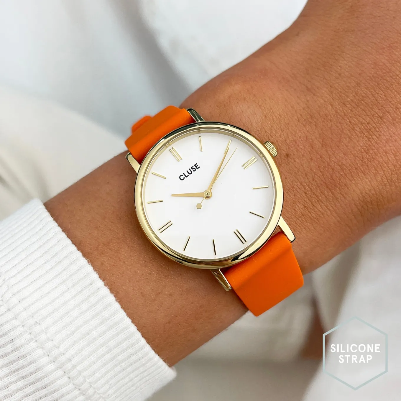 New Strap 16 mm Silicone Orange, Gold Colour Damen La Tétragone Armbänder Shoppen | La Tétragone Multifunction Armbänder Shoppen