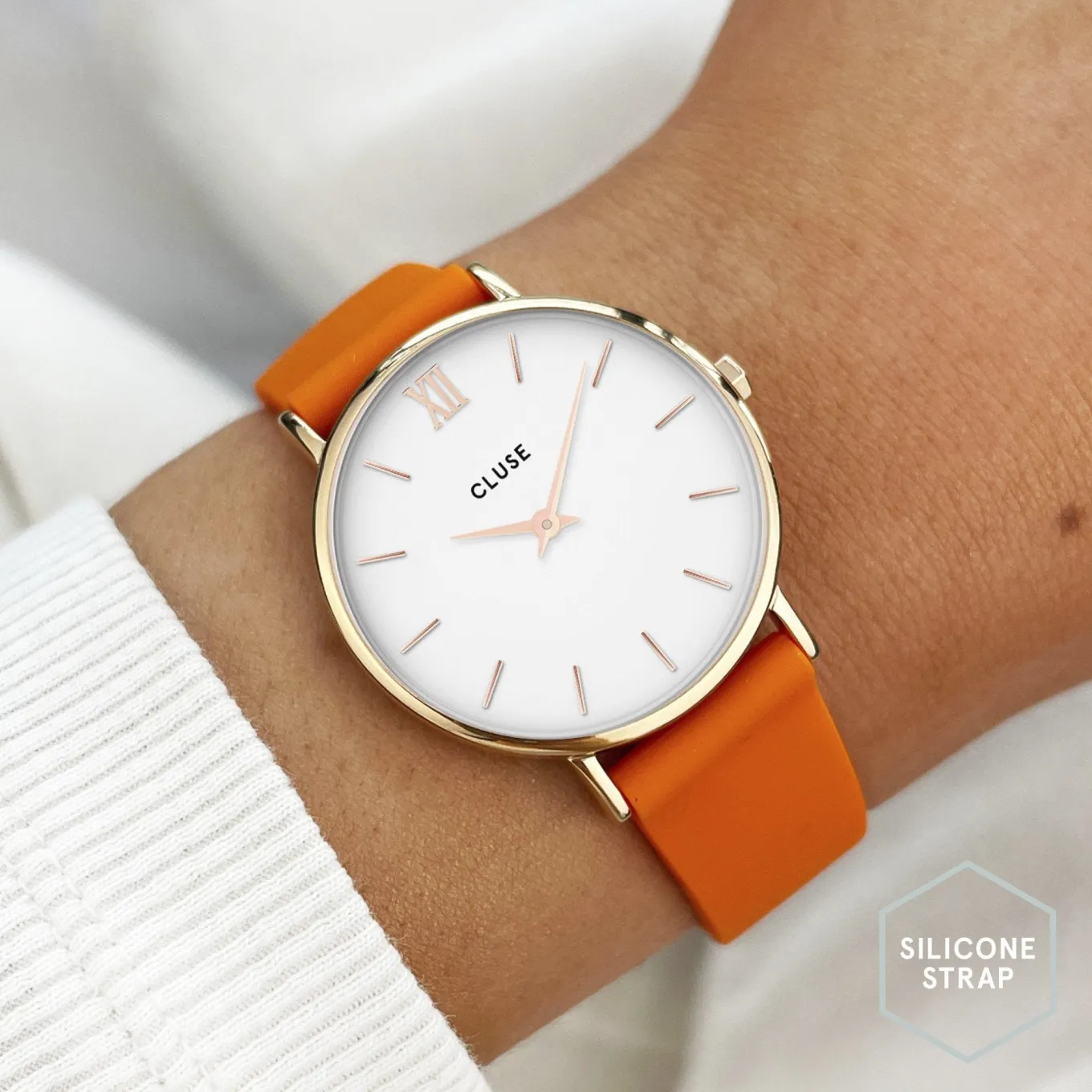 Discount Strap 16 mm Silicone Orange, Rose Gold Colour Damen La Tétragone Armbänder Shoppen | La Tétragone Multifunction Armbänder Shoppen