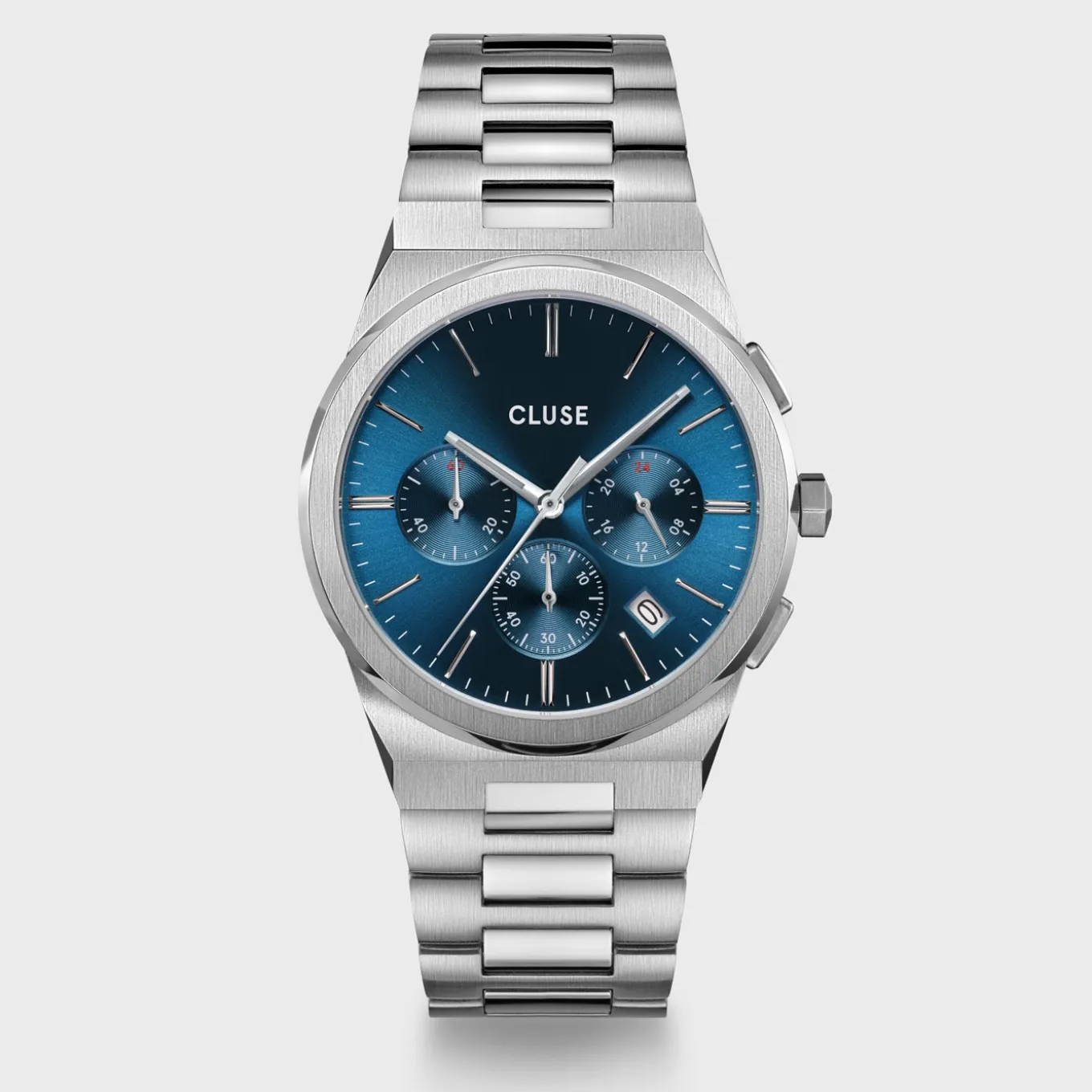 Best Vigoureux Chrono Steel Blue, Silver Colour Herren Uhren Silber | Vigoureux