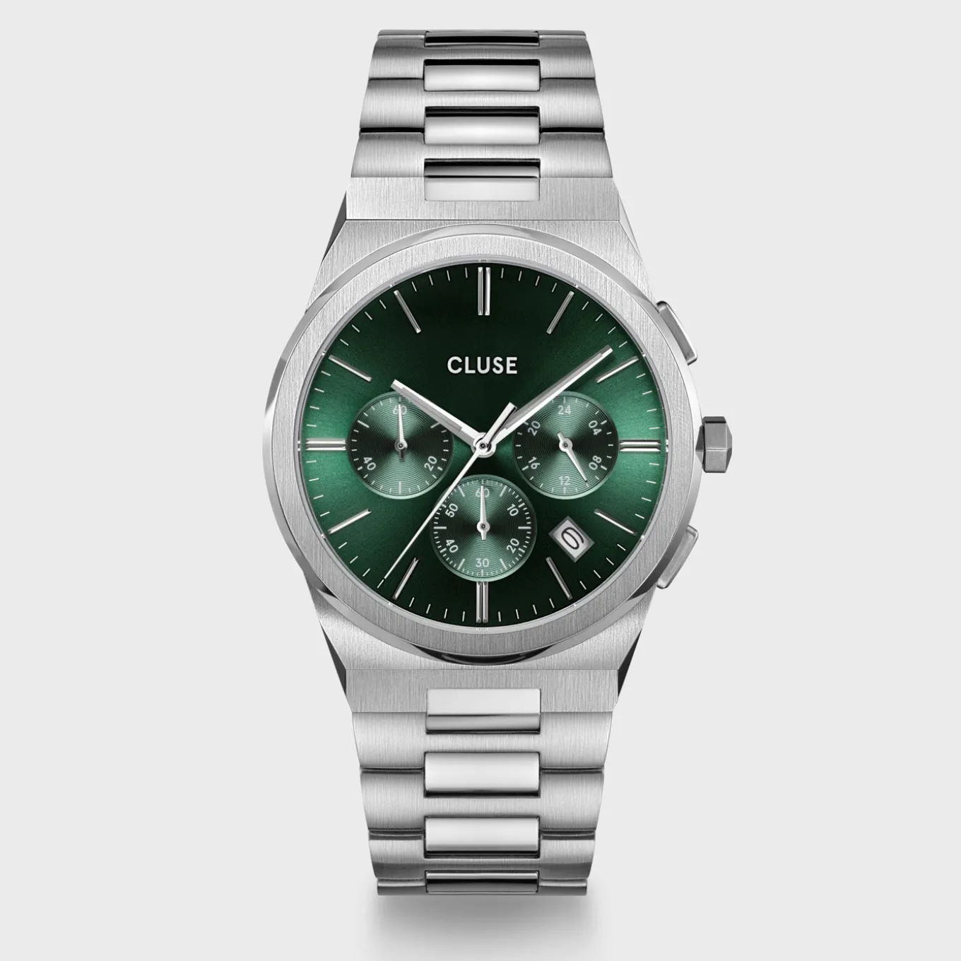 Fashion Vigoureux Chrono Steel Green, Silver Colour Herren Uhren Silber | Vigoureux