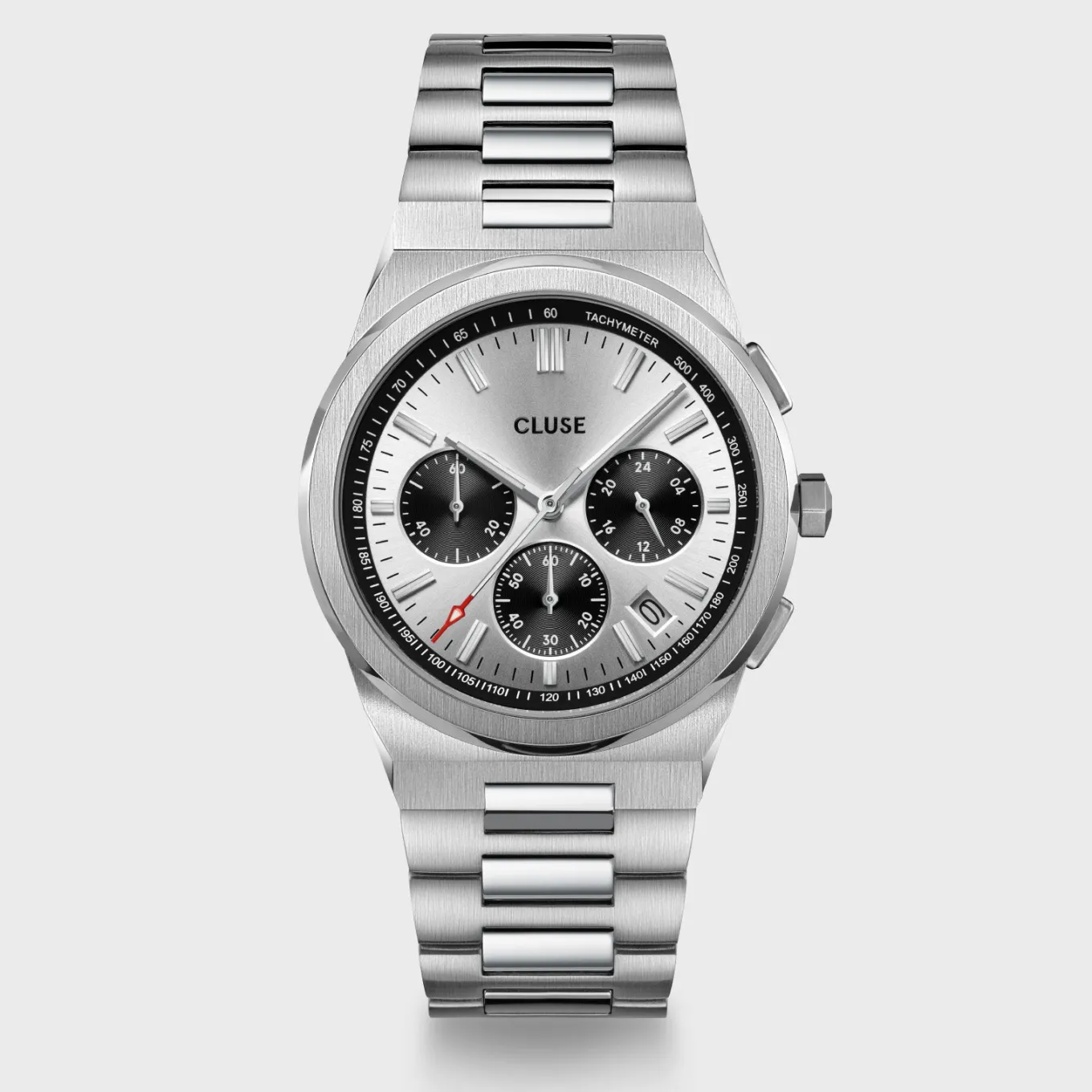 Hot Vigoureux Chrono Steel Silver and Black, Silver Colour Herren Uhren Silber | Vigoureux