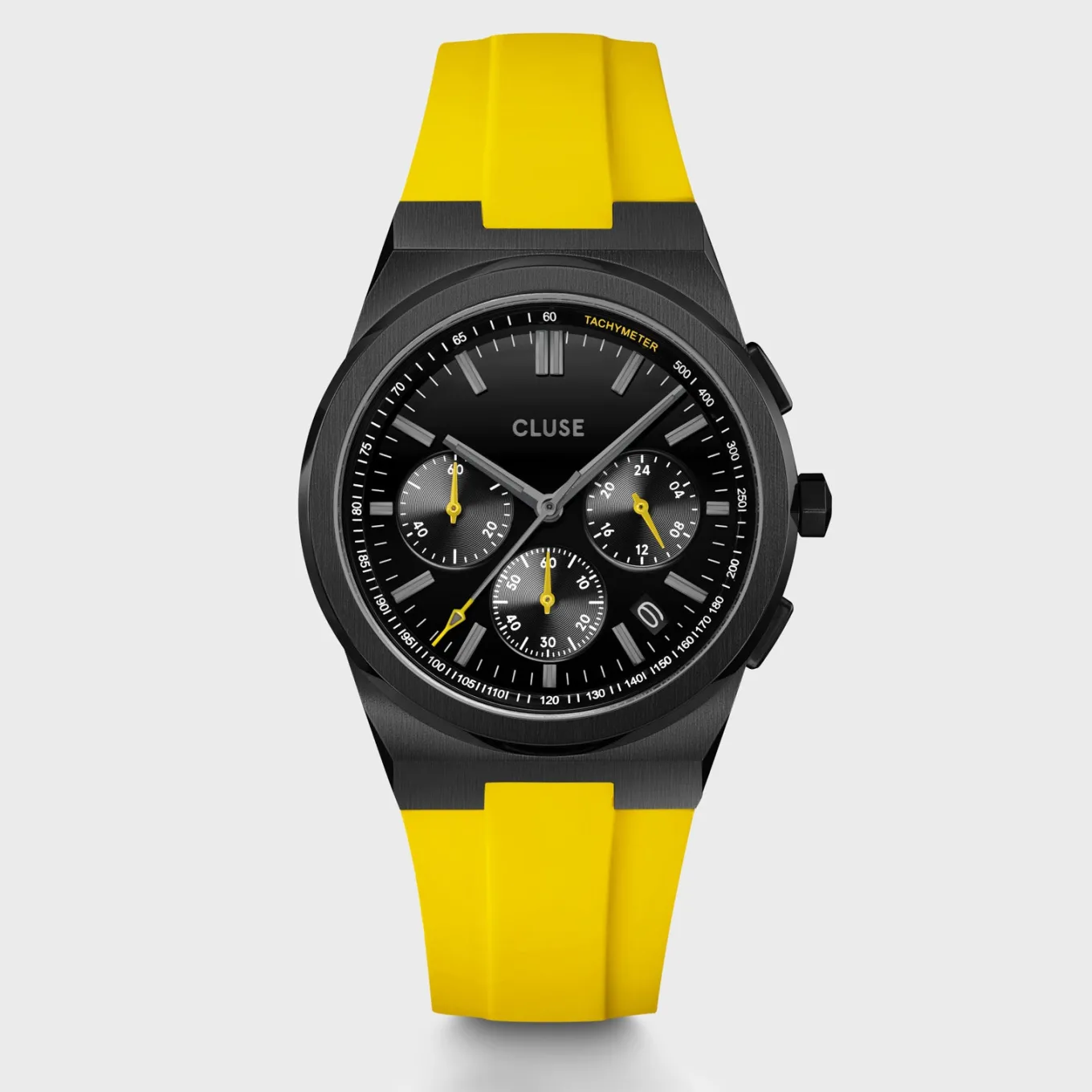 Online Vigoureux Chrono Watch Silicone Yellow, Black Colour Damen Uhren Schwarz | Uhren Schwarz